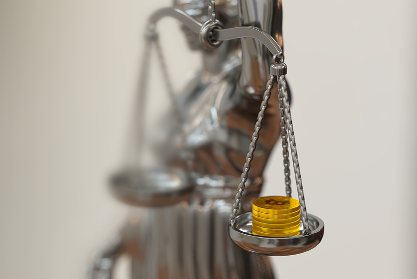 lady justice with bitcoin