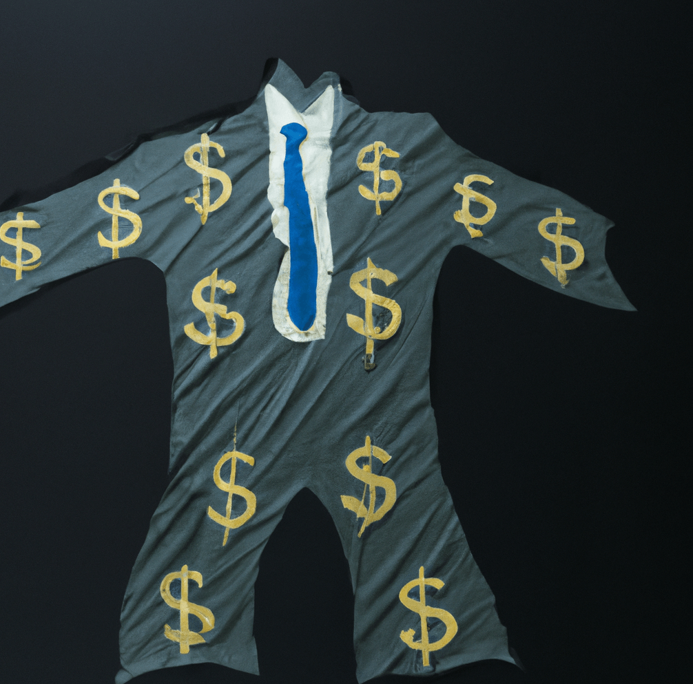 suit with dollar signs on it