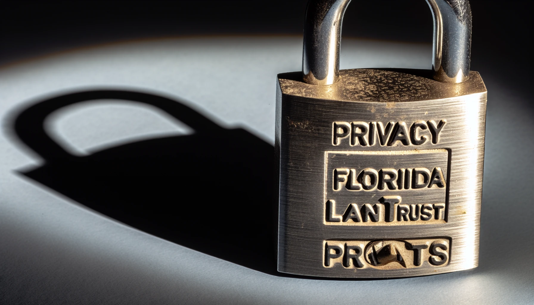 Photo of a padlock with the text 'Privacy' symbolizing the privacy and anonymity advantages of Florida Land Trusts