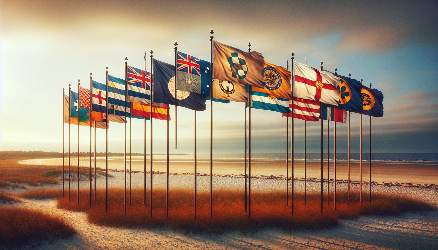 Illustration of the eight flags of Amelia Island