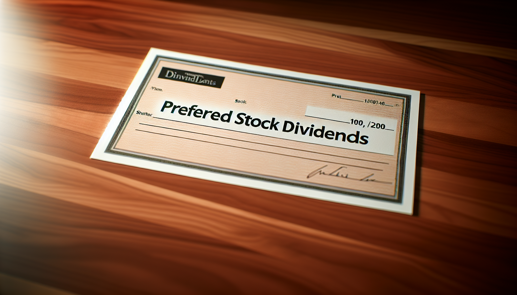 Photo of a dividend check with 'Preferred Stock Dividends' written on it