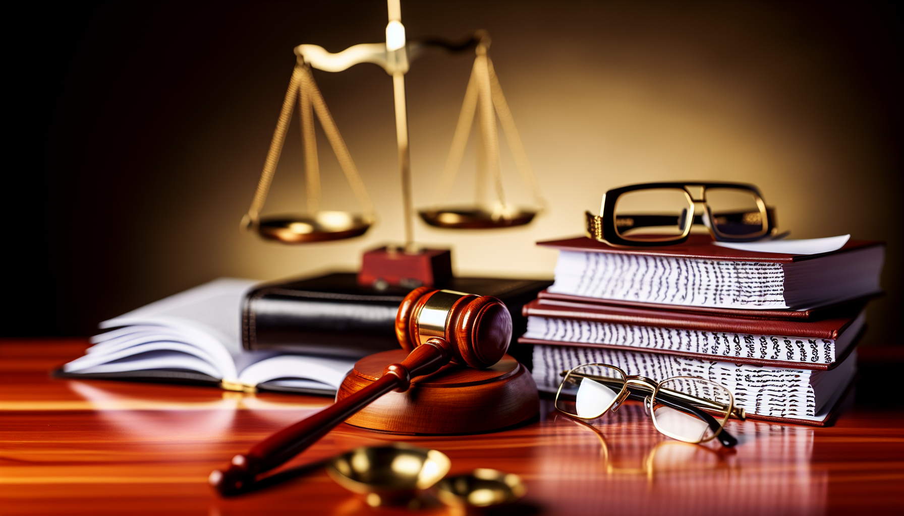 Legal documents and gavel on a desk