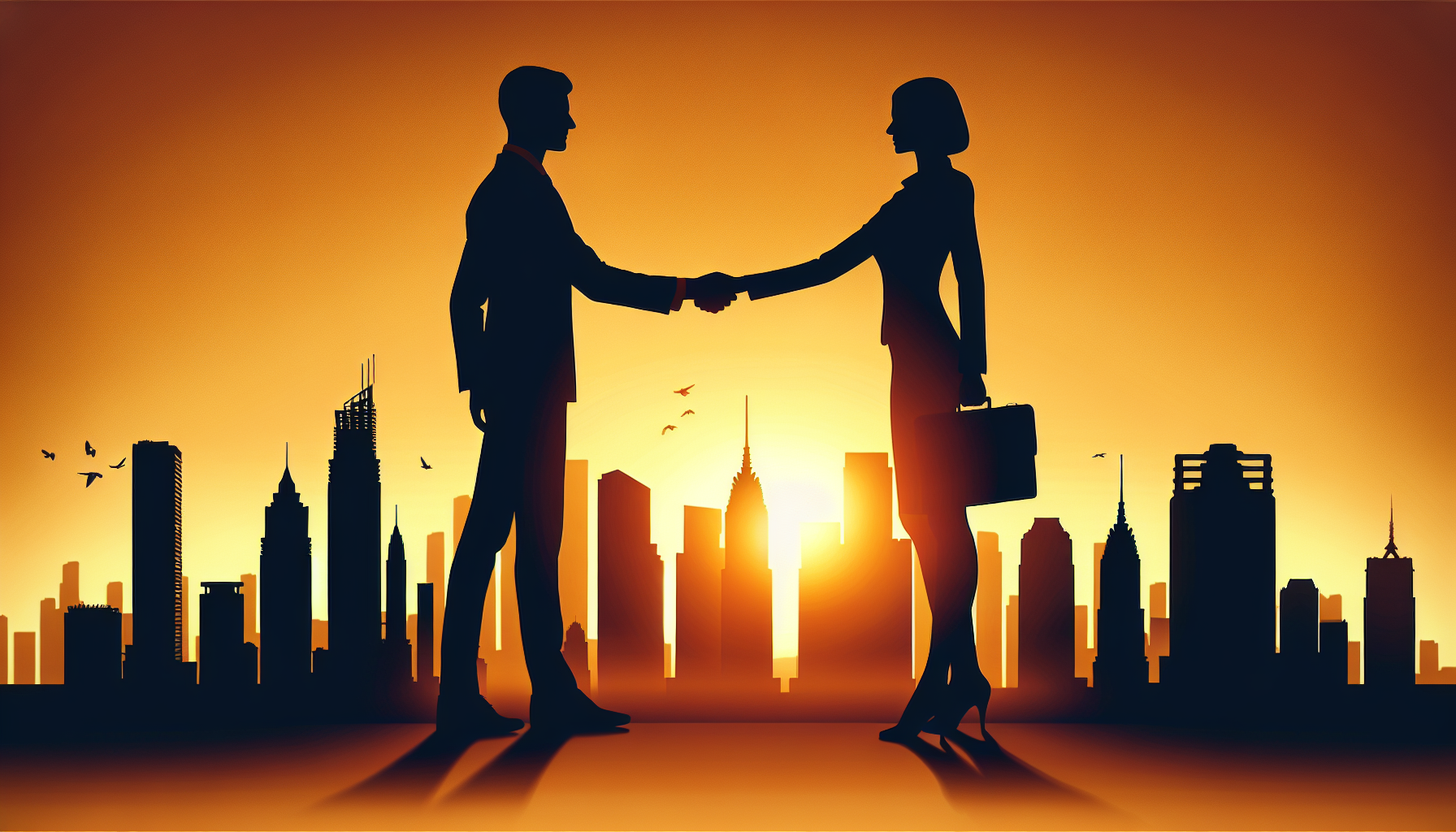 Illustration of a handshake between two business professionals