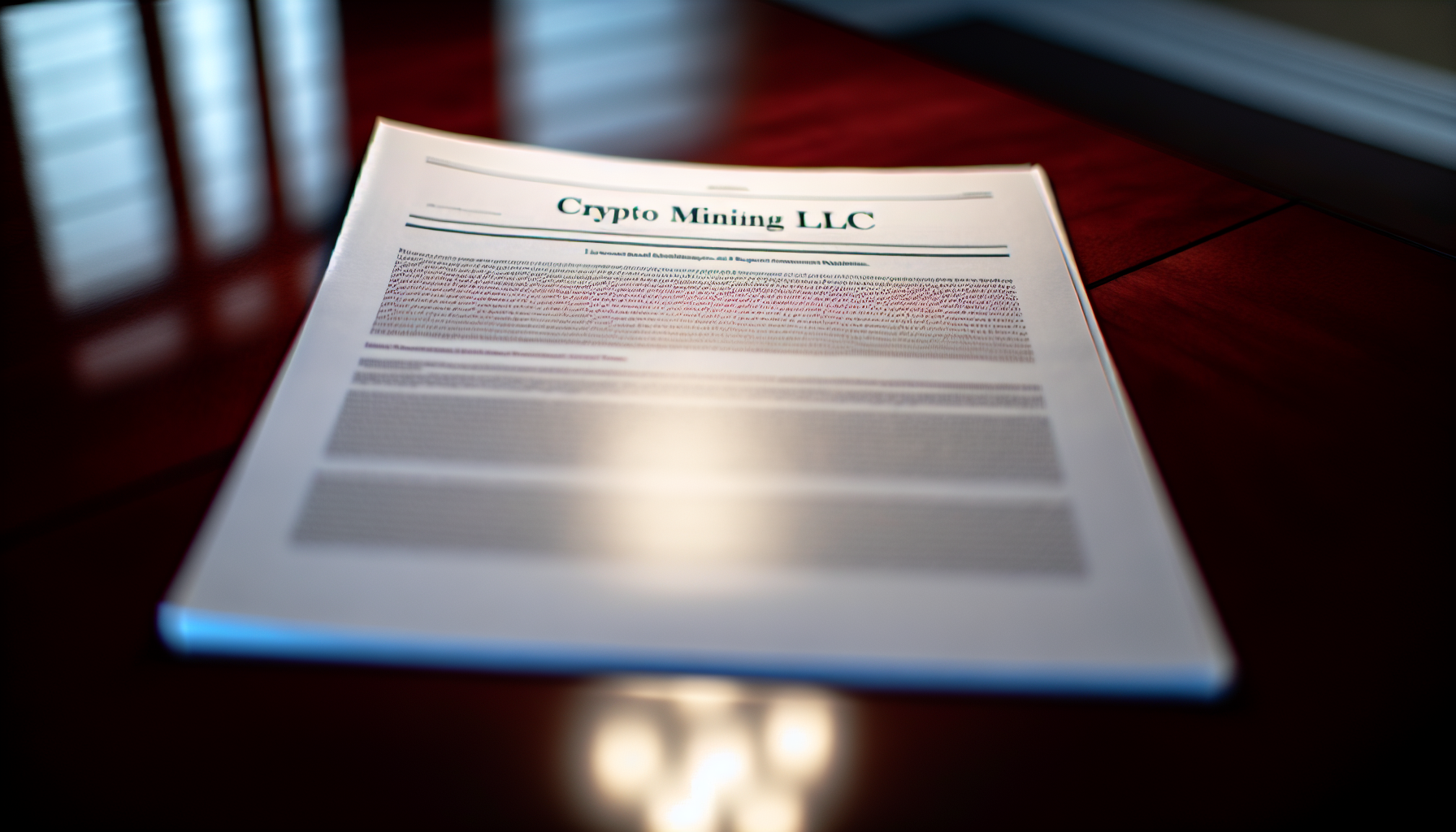 Photo of an insurance policy document with crypto mining LLC mentioned