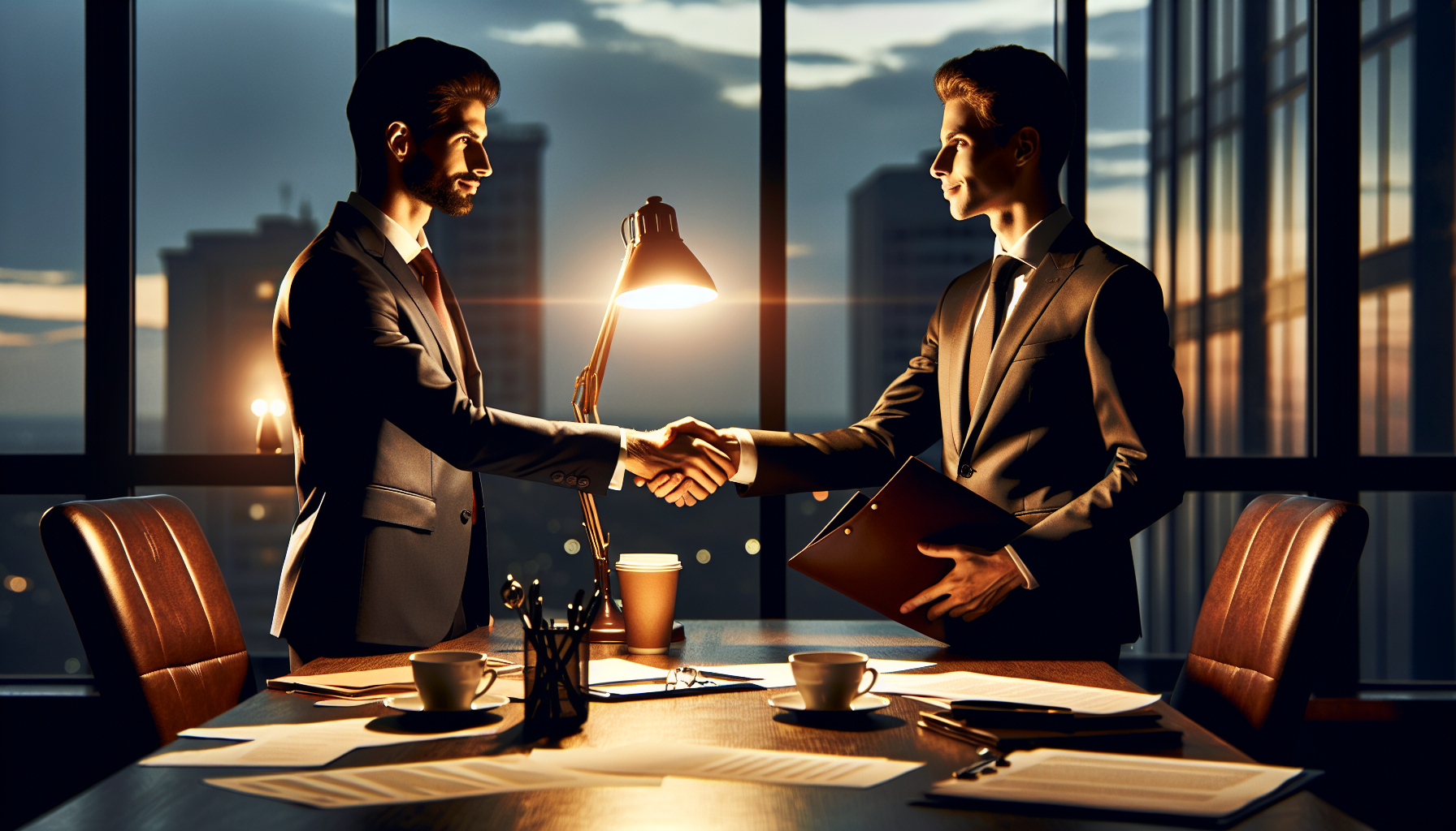 Two parties shaking hands during a term sheet negotiation