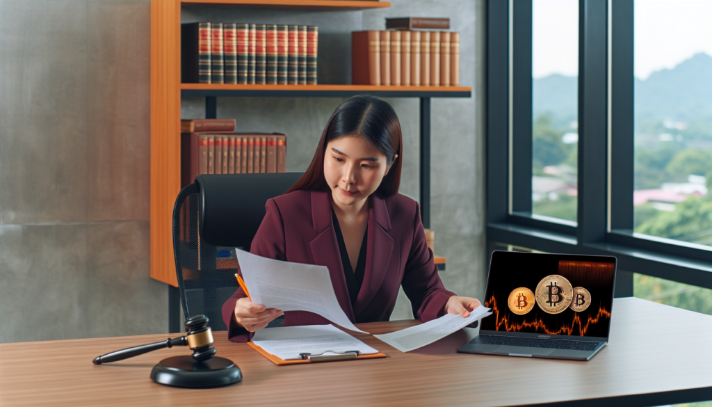 Bitcoin attorney reviewing legal documents