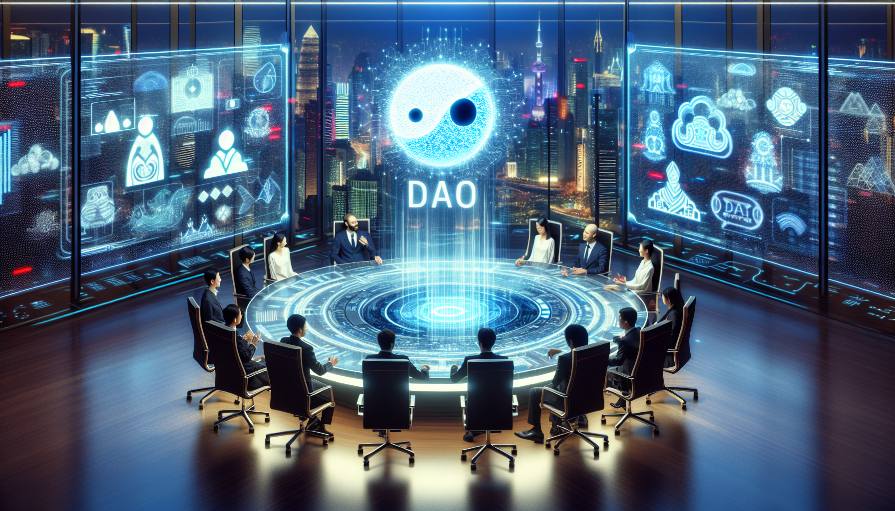 Illustration of Decentralized Autonomous Organizations (DAOs)