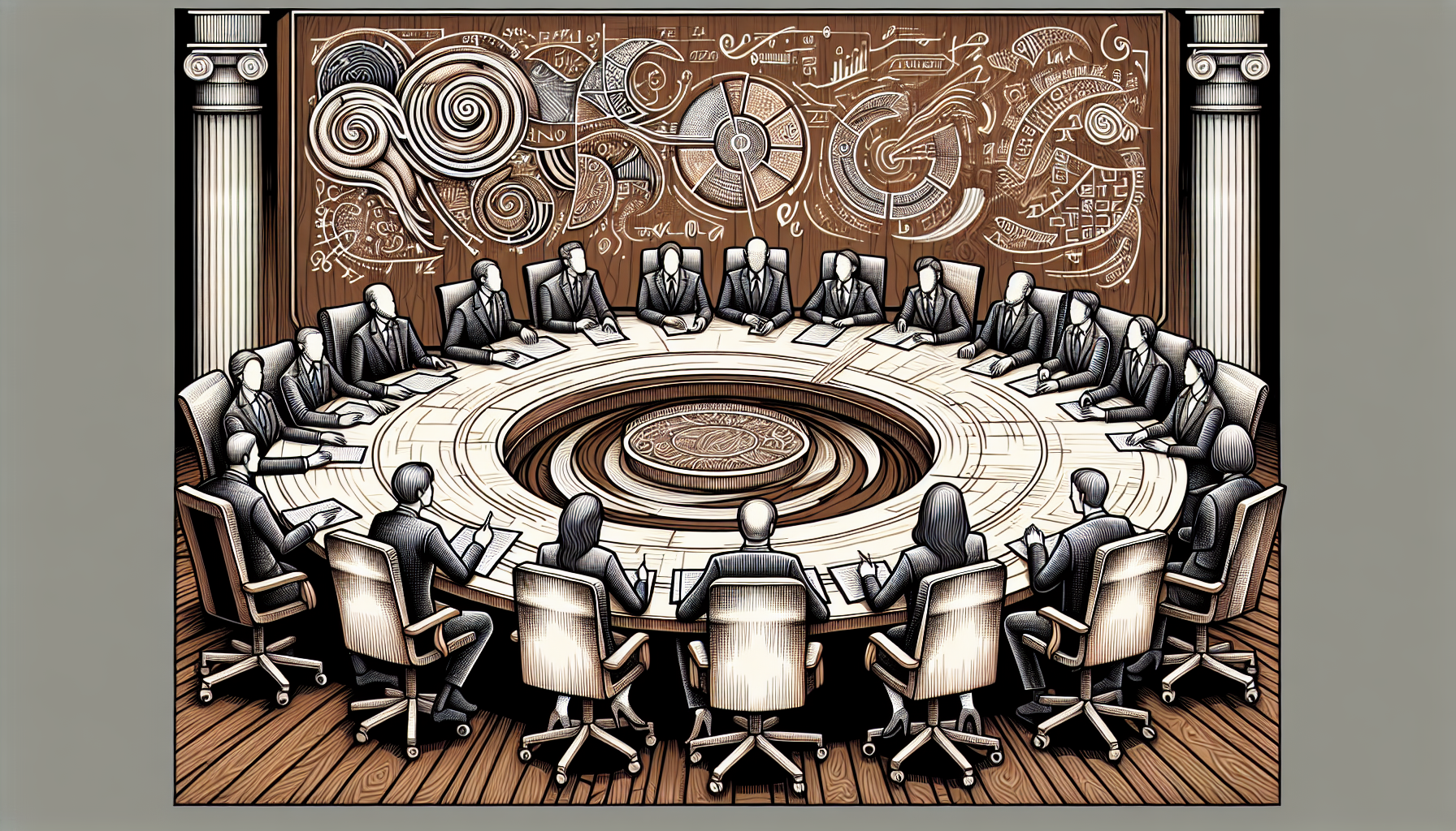 Illustration of diverse board members