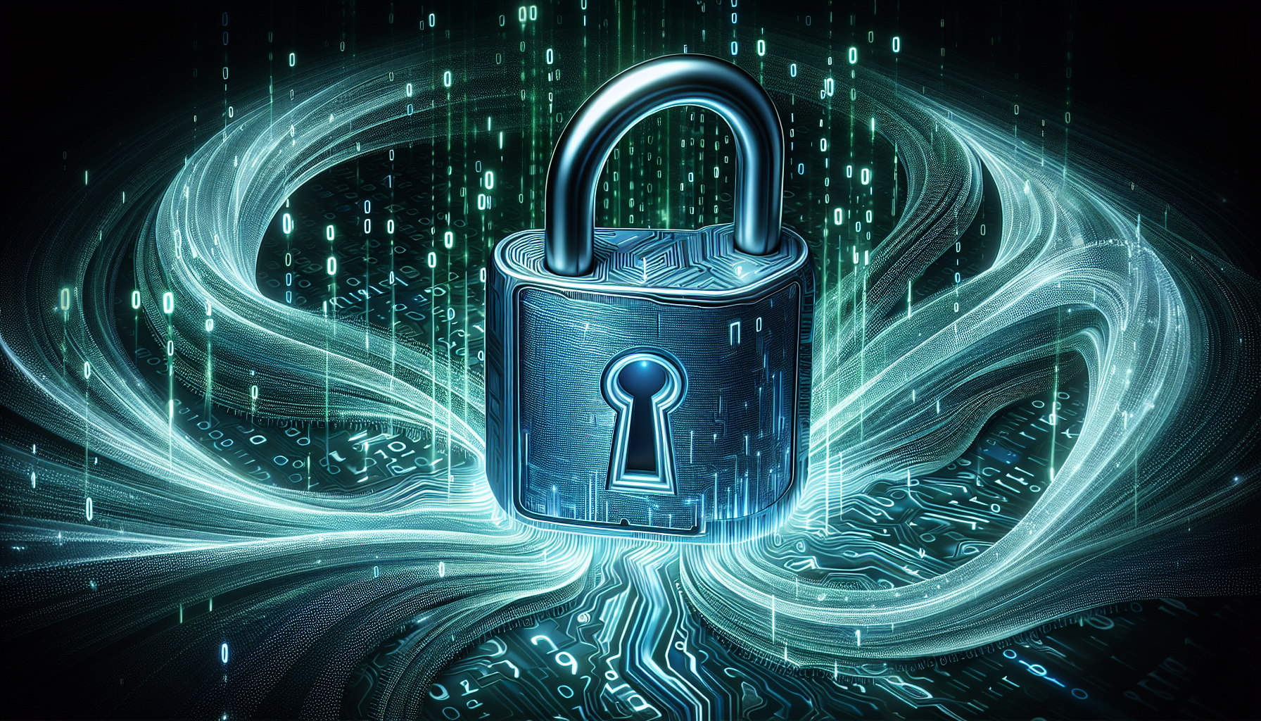 Illustration of a digital padlock with binary code to represent digital security systems
