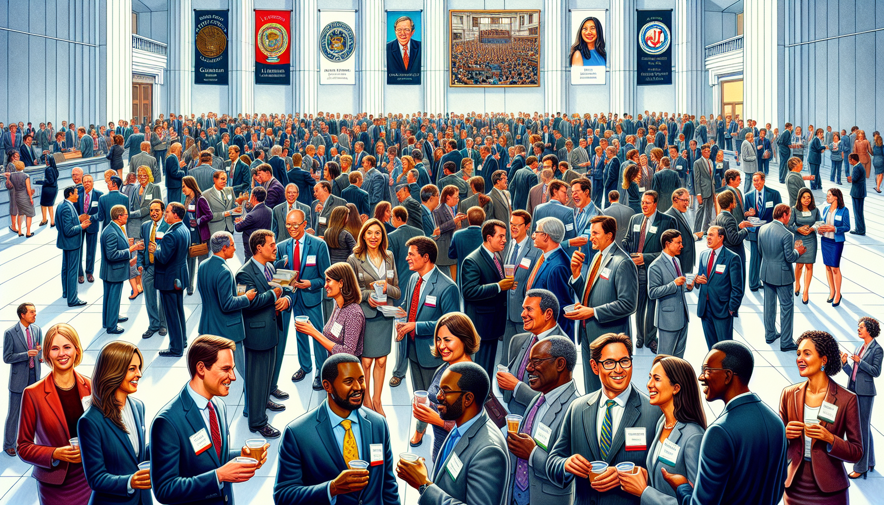 Illustration of professionals attending a legal event