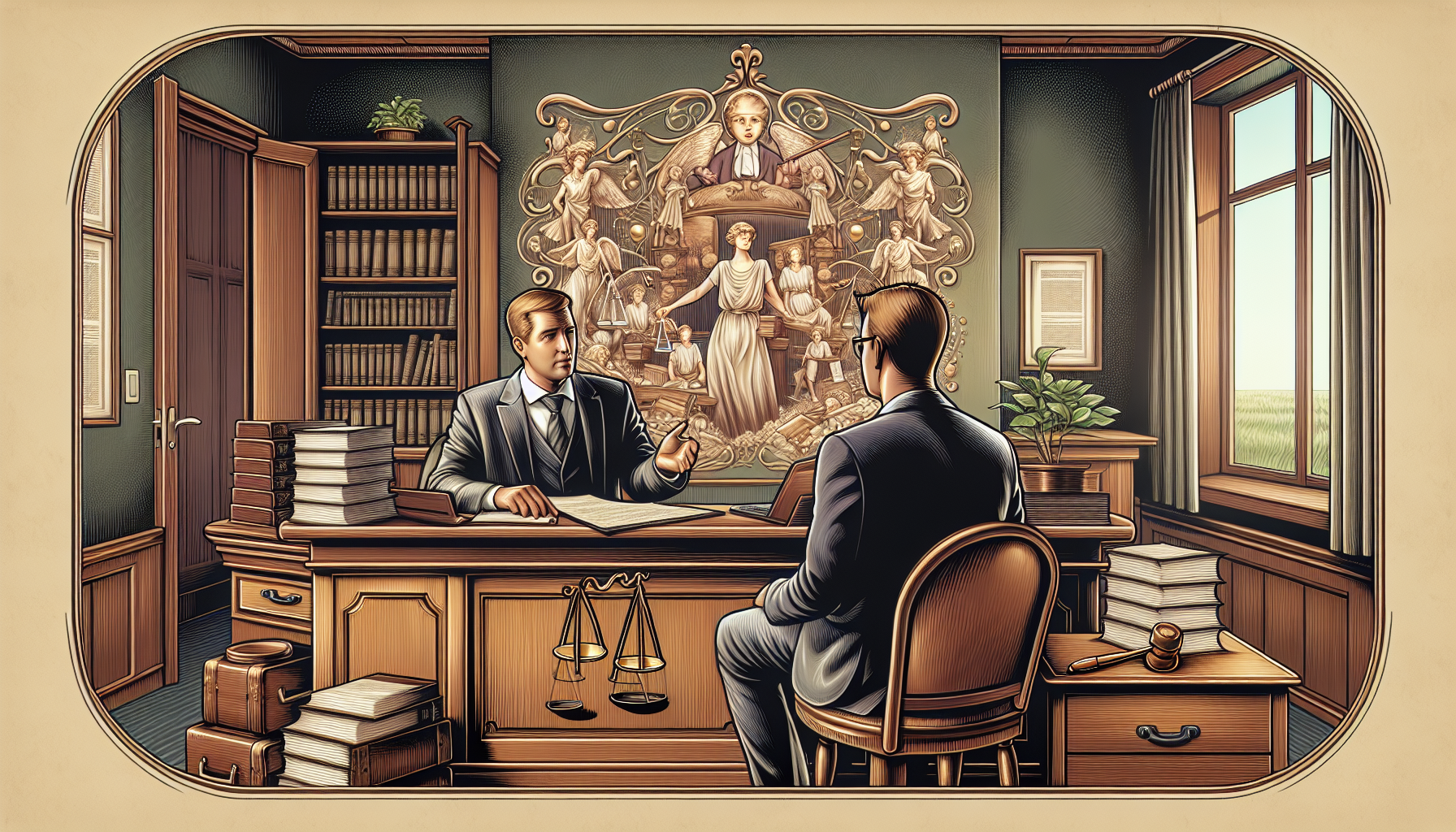 Illustration of a probate attorney providing legal guidance