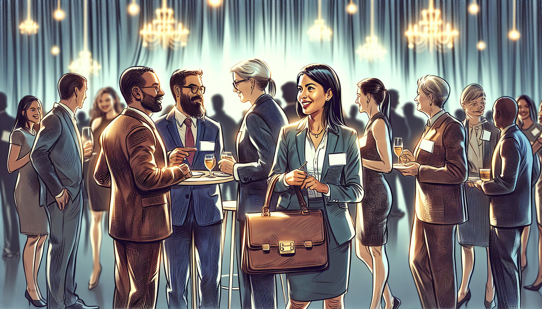 Illustration of professional networking in the entertainment industry